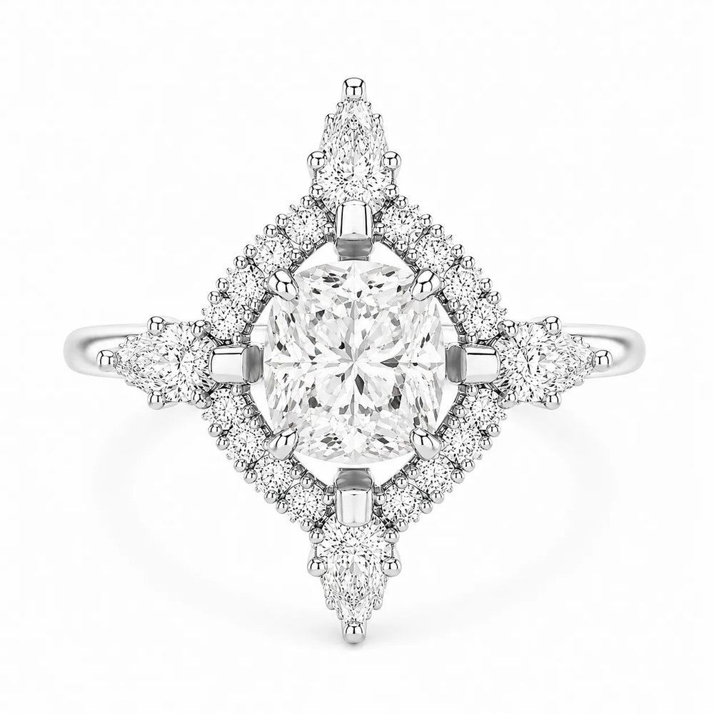 Cut Luminous Halo Ring – Pear (925 Sterling Silver)