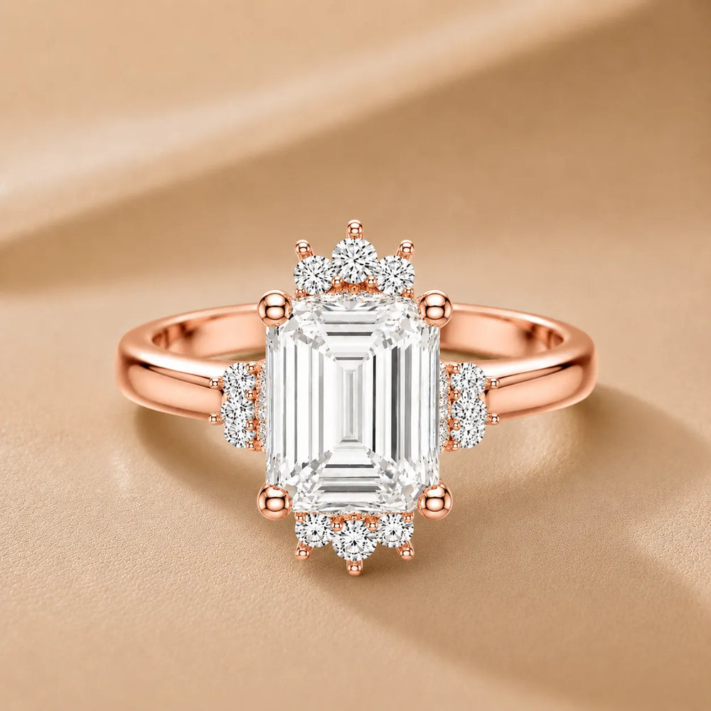 Luxury Cut Diamond Ring with Diamond Halo Accents