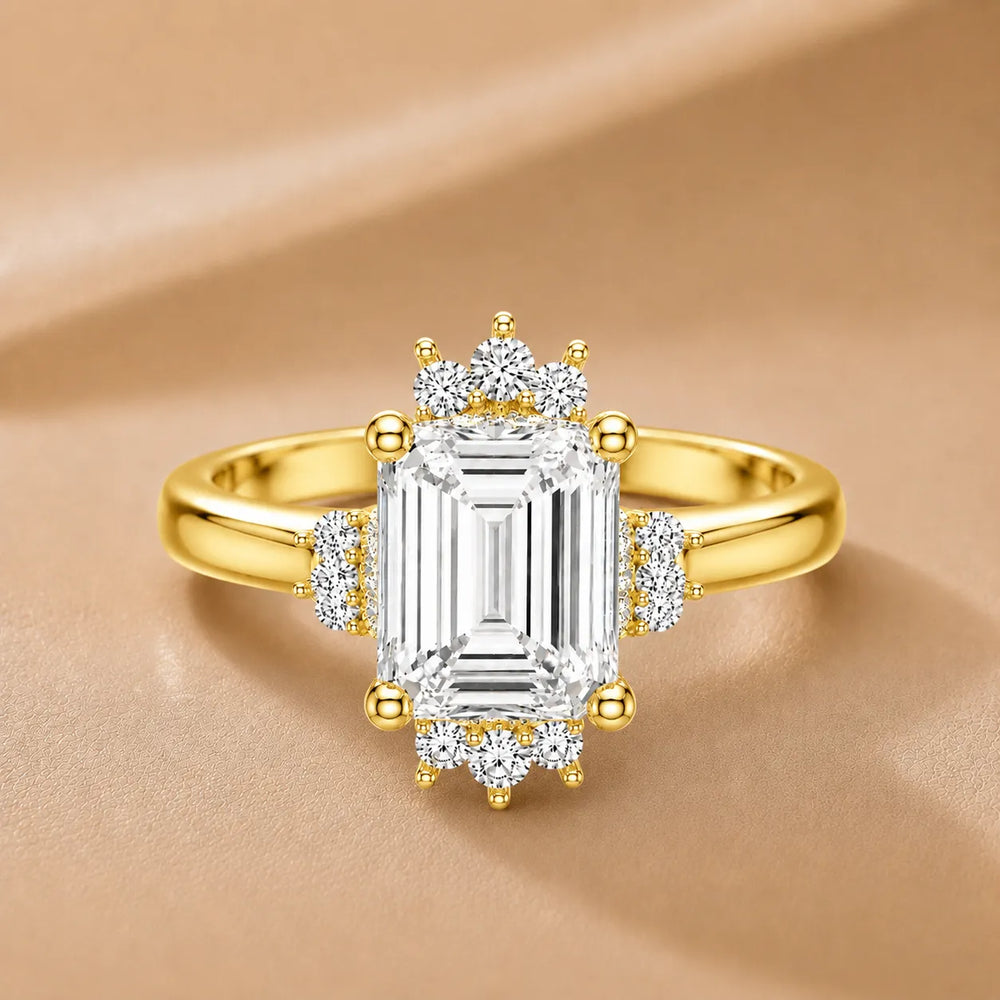 Luxury Cut Diamond Ring with Diamond Halo Accents