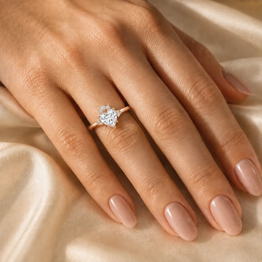 Luxury Cut Diamond Ring with Diamond Halo Accents