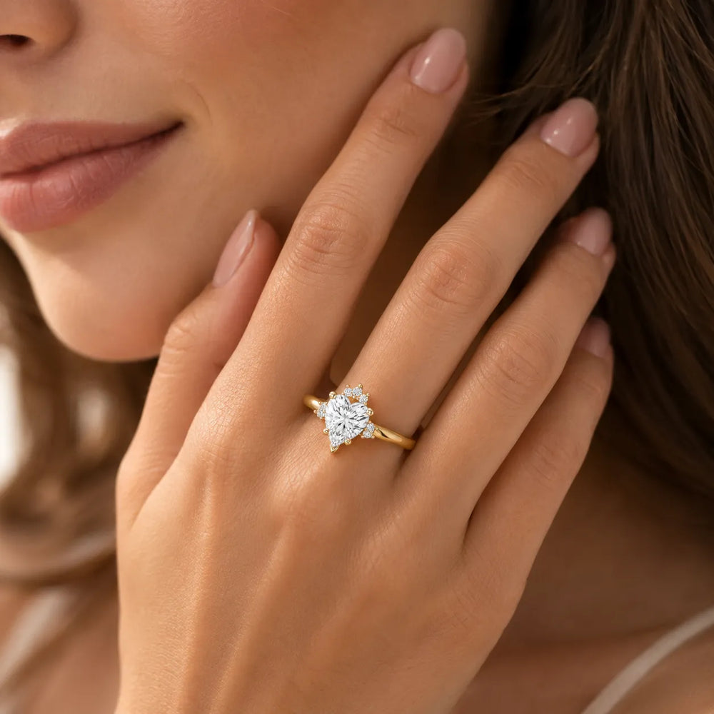 Luxury Cut Diamond Ring with Diamond Halo Accents