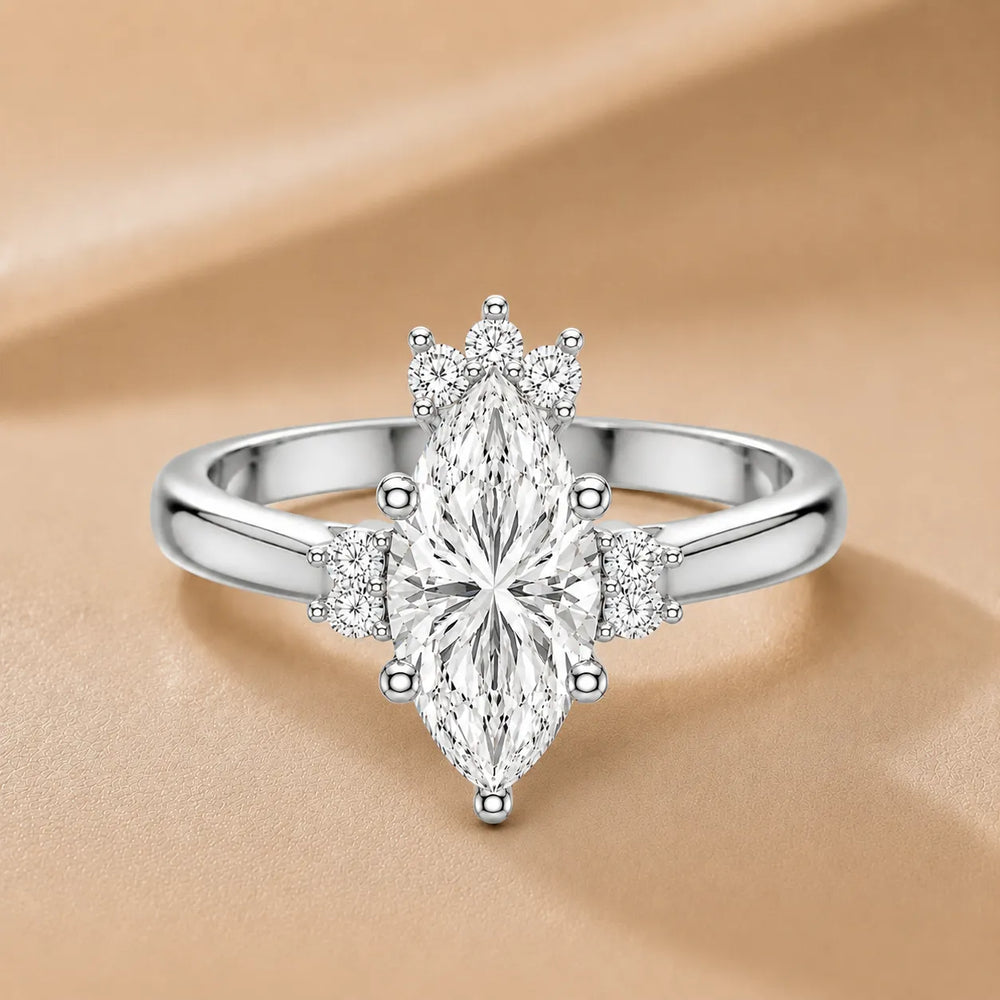 Luxury Cut Diamond Ring with Diamond Halo Accents