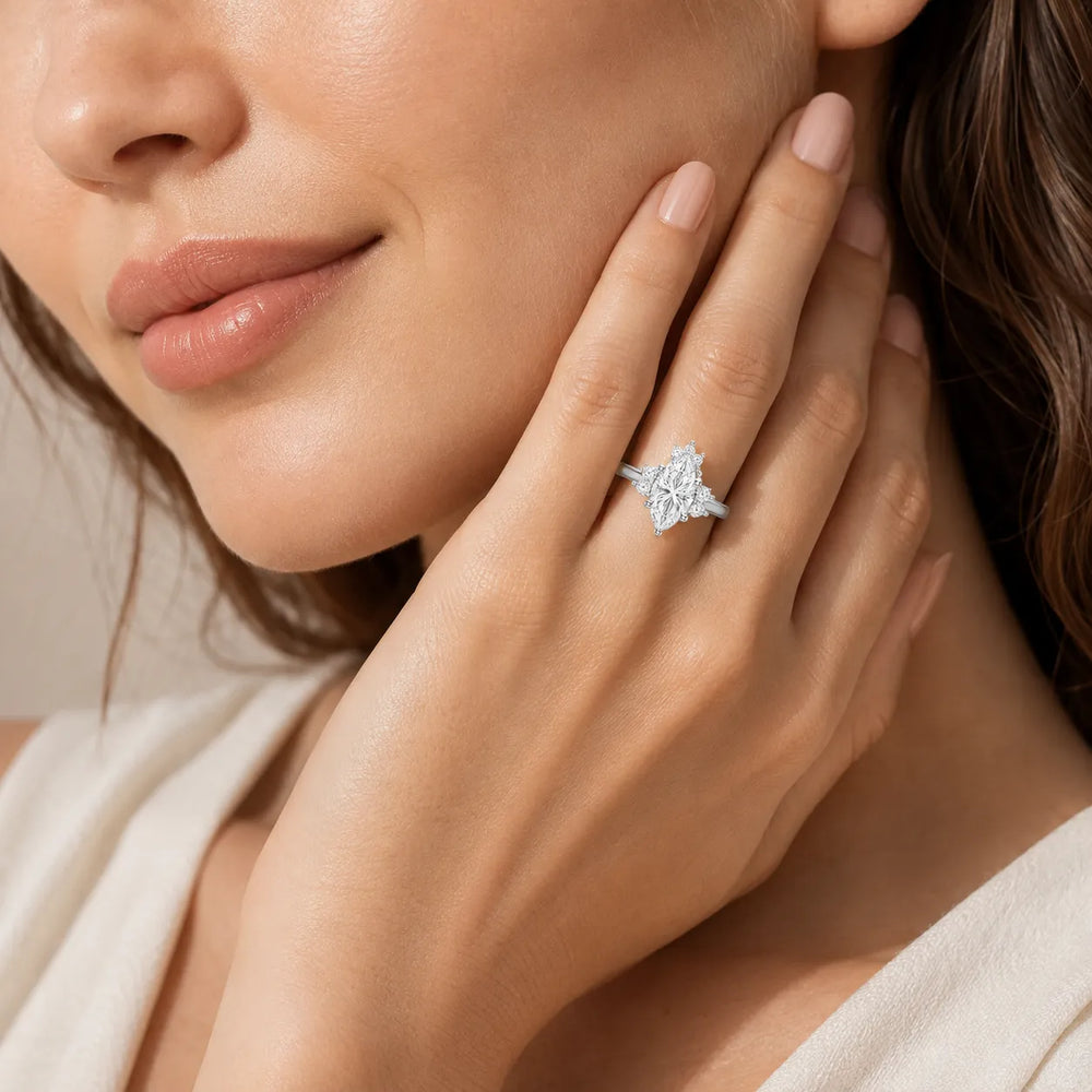 Luxury Cut Diamond Ring with Diamond Halo Accents
