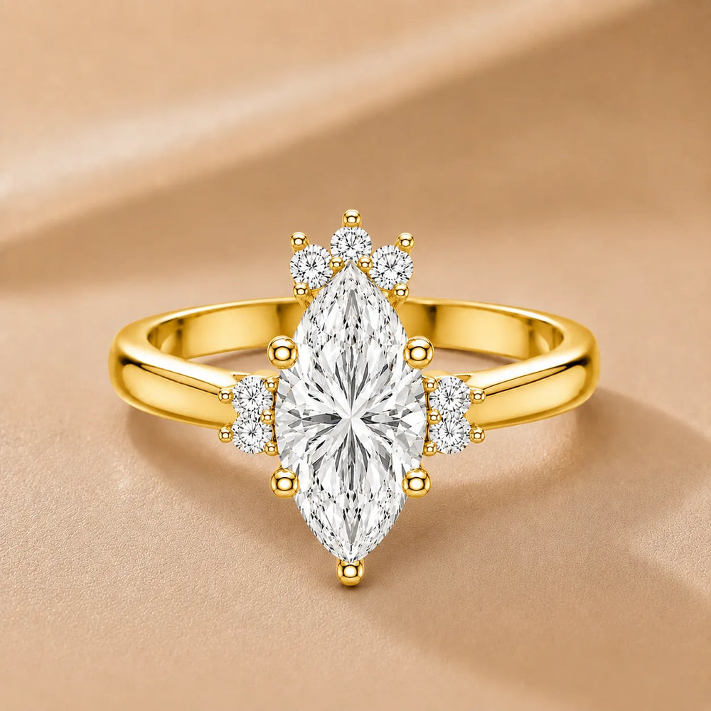 Luxury Cut Diamond Ring with Diamond Halo Accents