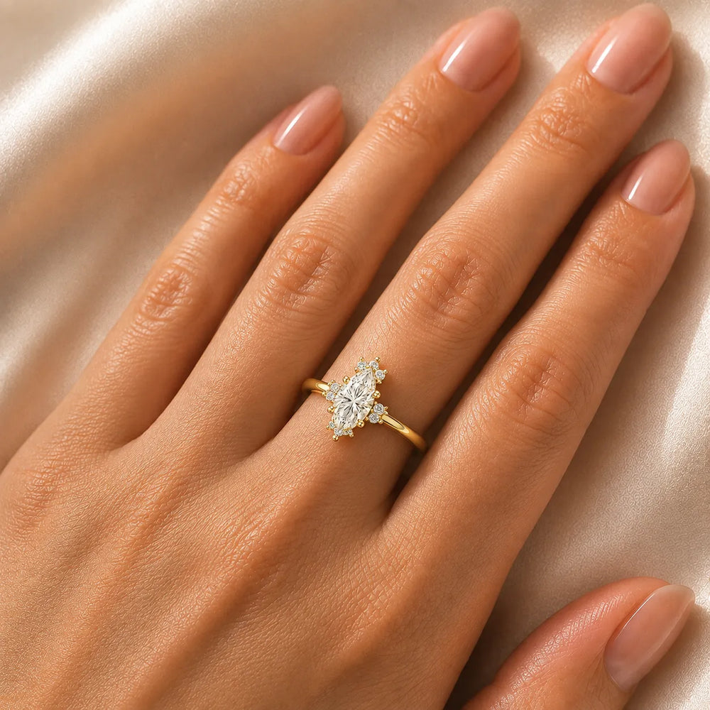 Luxury Cut Diamond Ring with Diamond Halo Accents