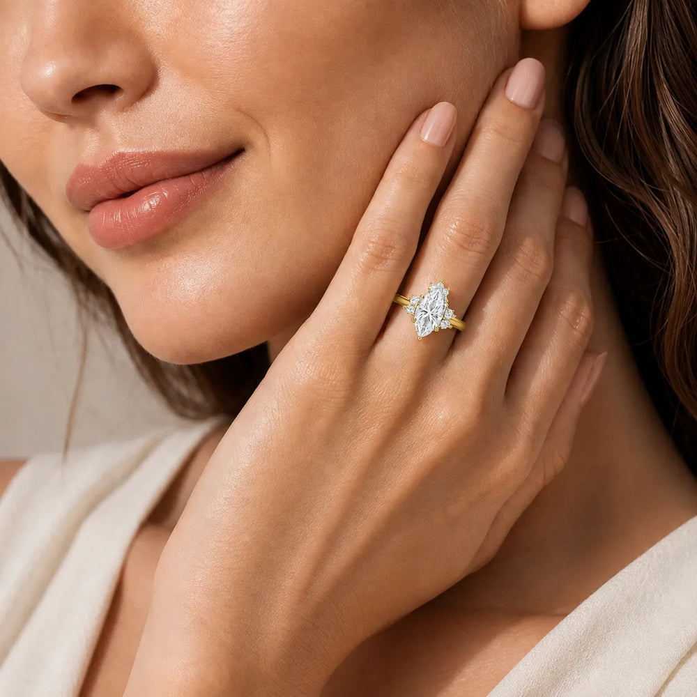 Luxury Cut Diamond Ring with Diamond Halo Accents