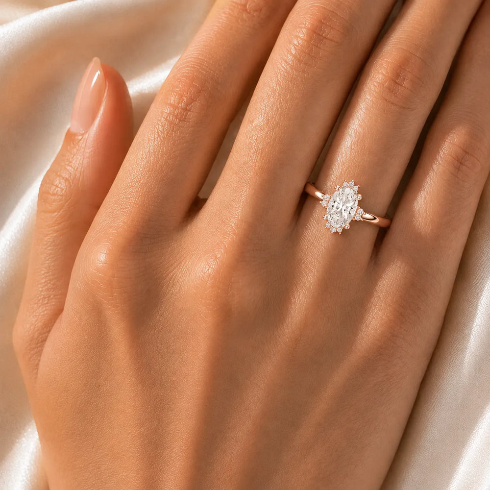 Luxury Cut Diamond Ring with Diamond Halo Accents