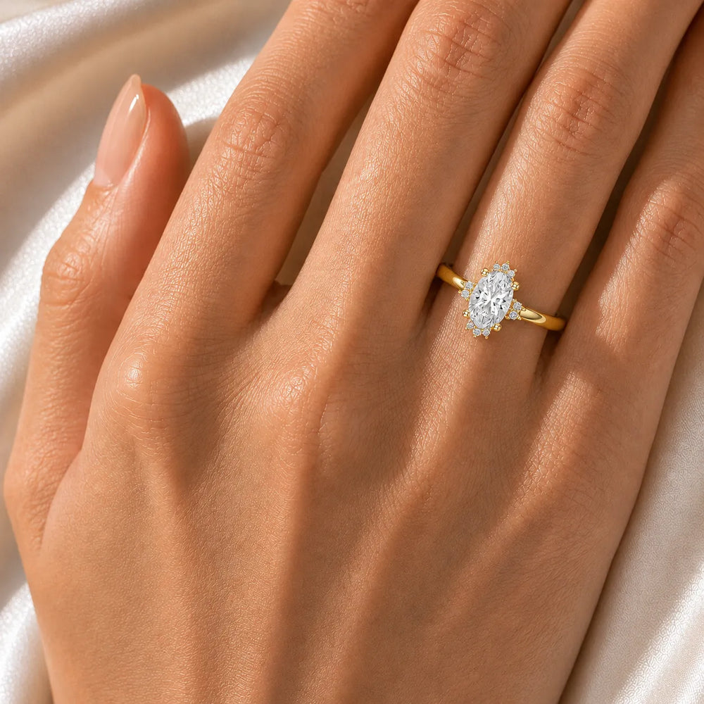 Luxury Cut Diamond Ring with Diamond Halo Accents
