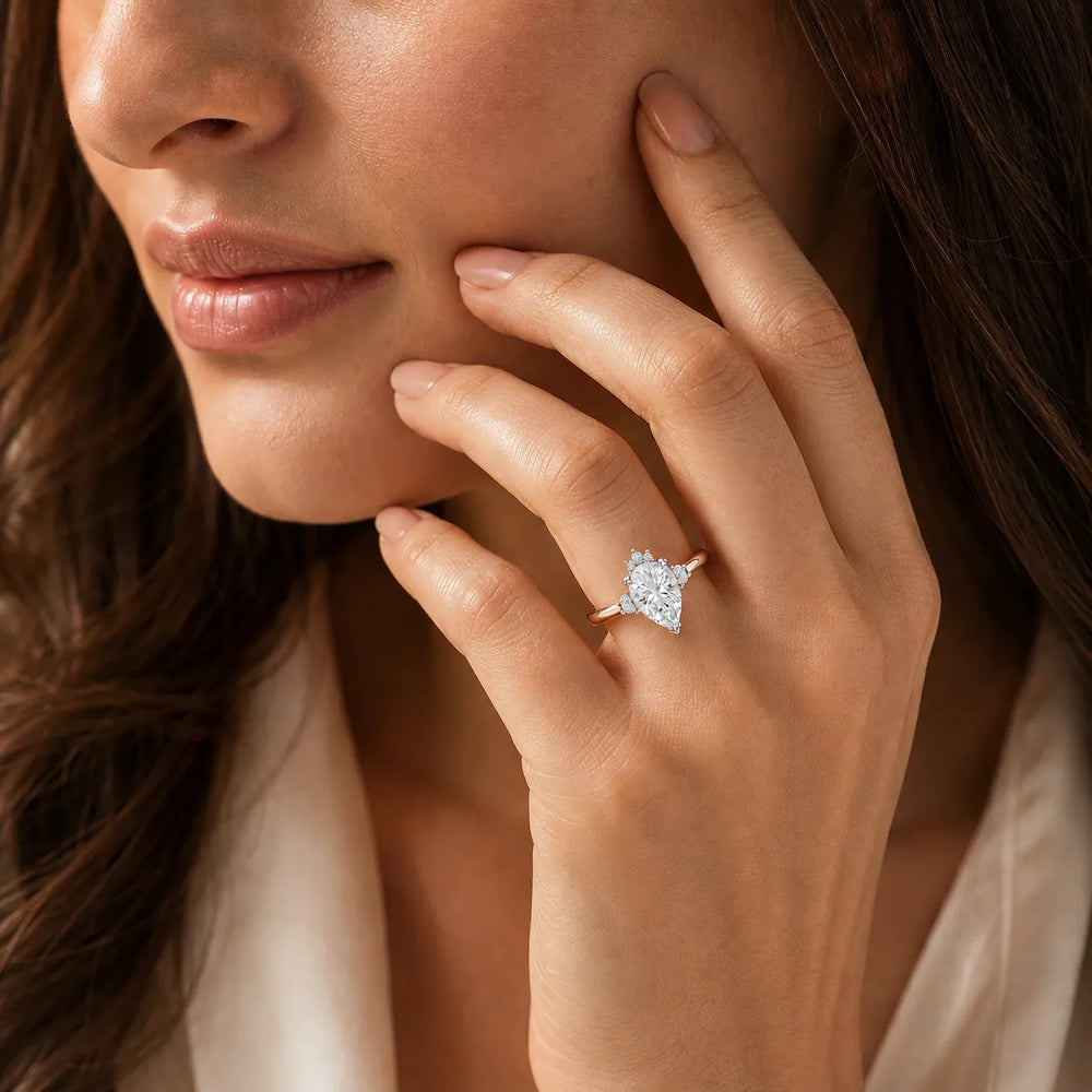 Luxury Cut Diamond Ring with Diamond Halo Accents