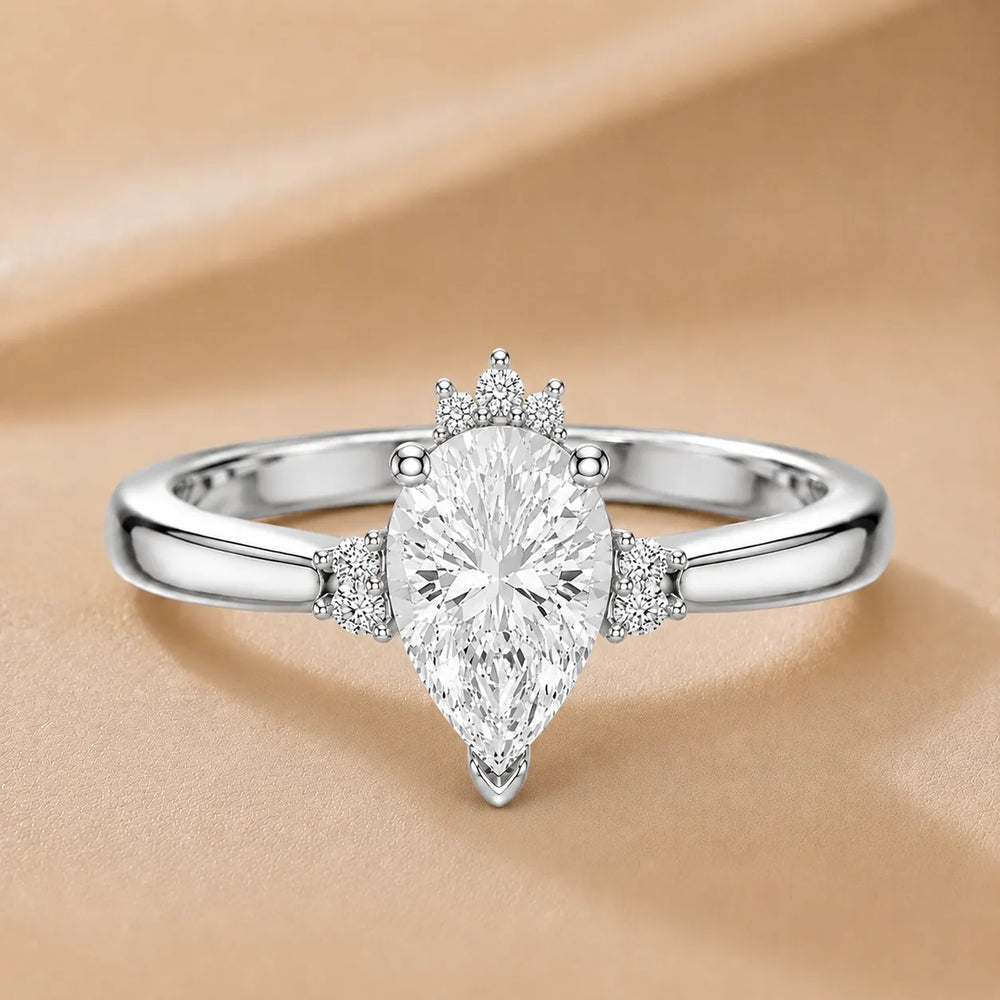 Luxury Cut Diamond Ring with Diamond Halo Accents