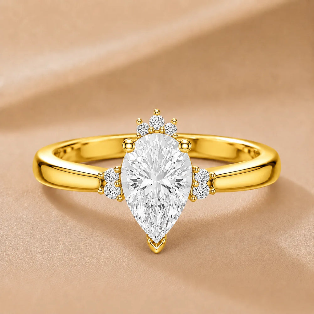 Luxury Cut Diamond Ring with Diamond Halo Accents