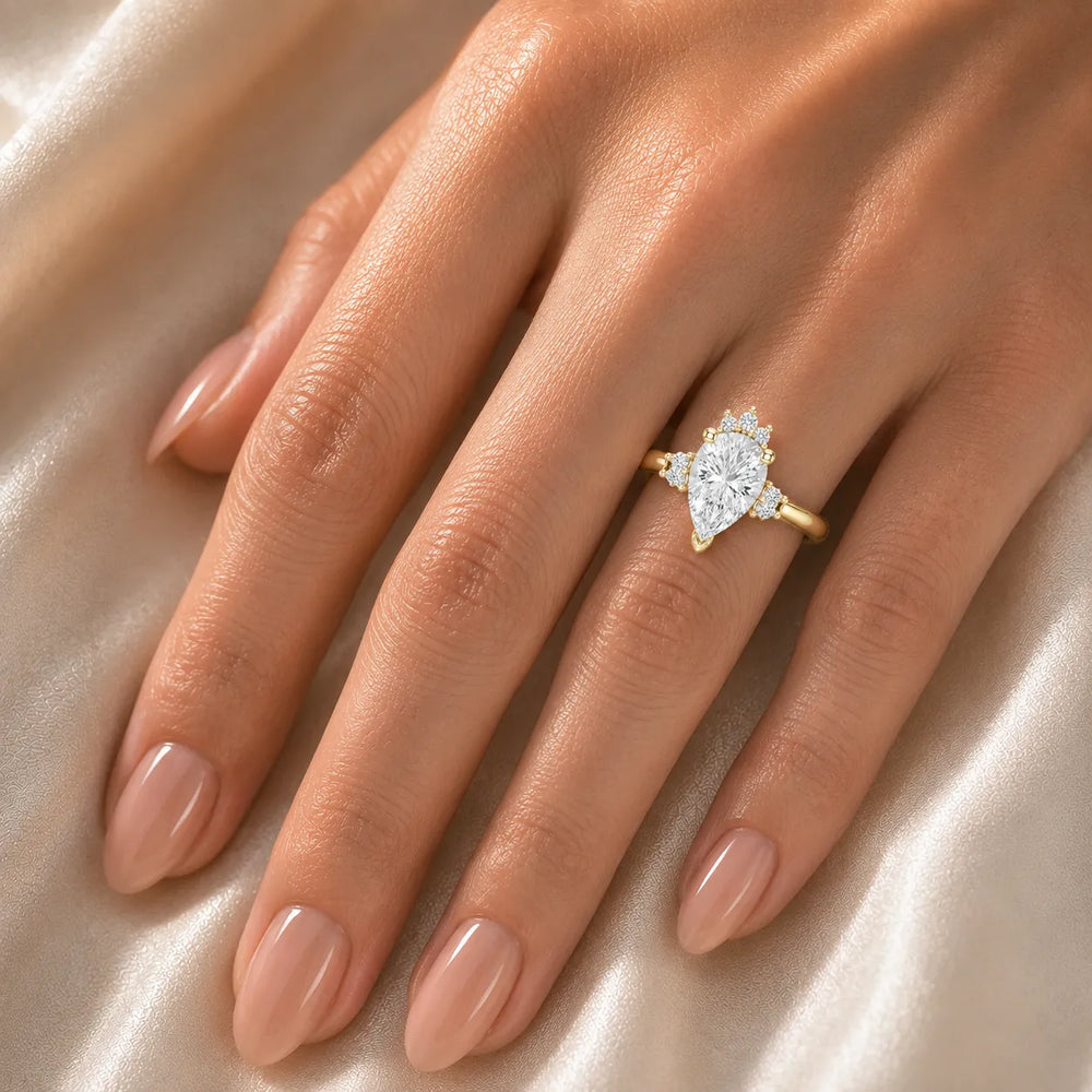 Luxury Cut Diamond Ring with Diamond Halo Accents