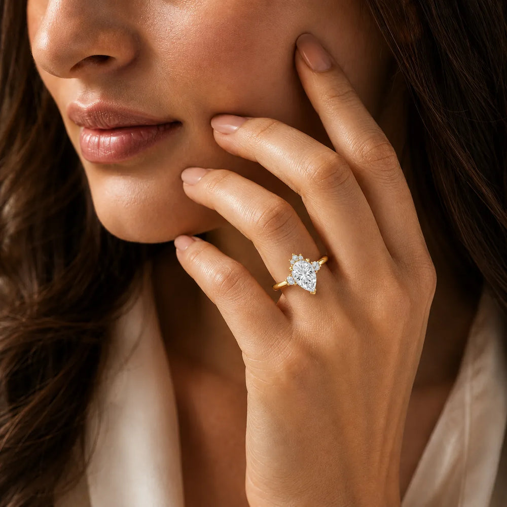 Luxury Cut Diamond Ring with Diamond Halo Accents