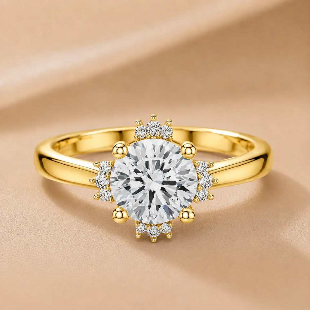 Luxury Cut Diamond Ring with Diamond Halo Accents