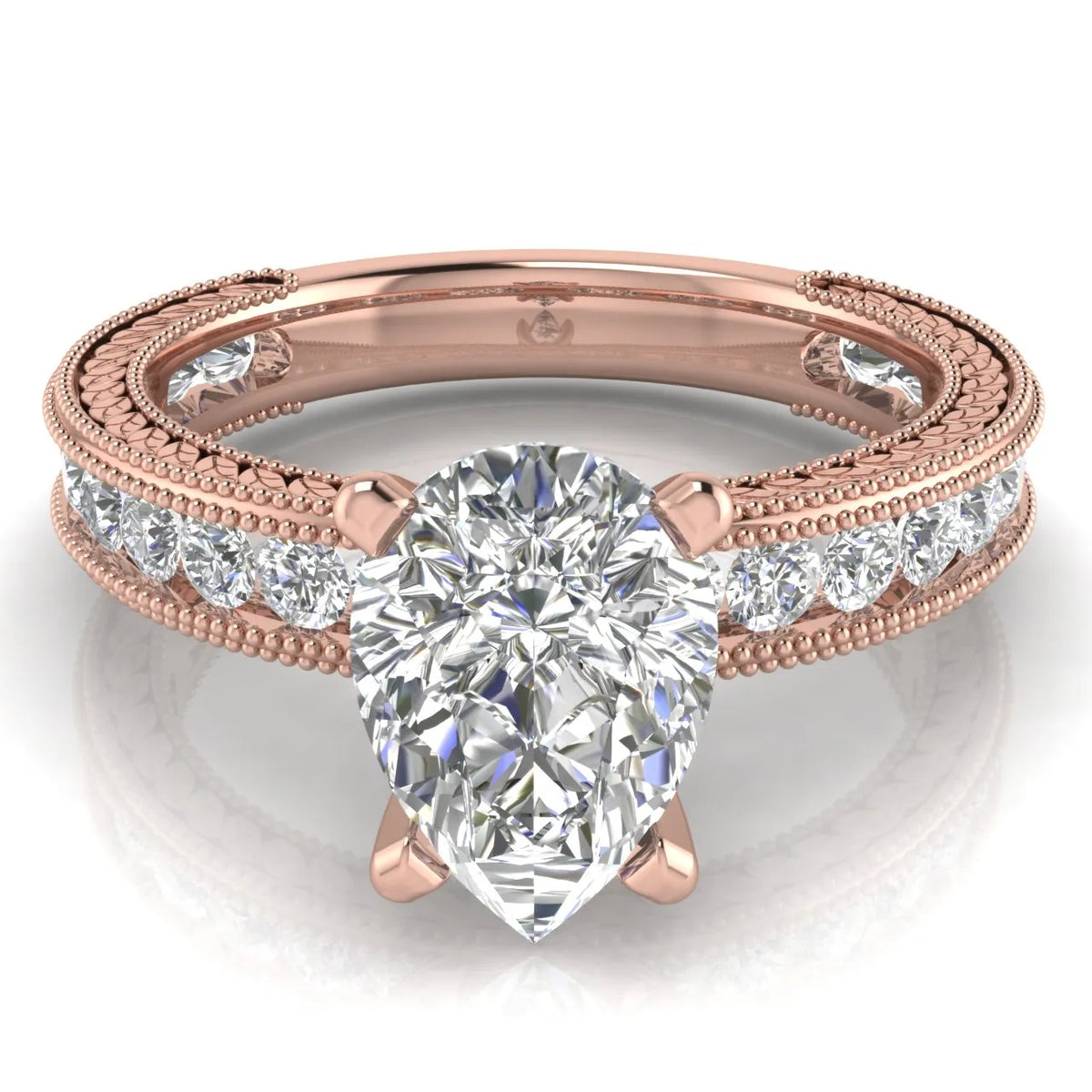 Vintage Milgrain Accent Solitaire Ring