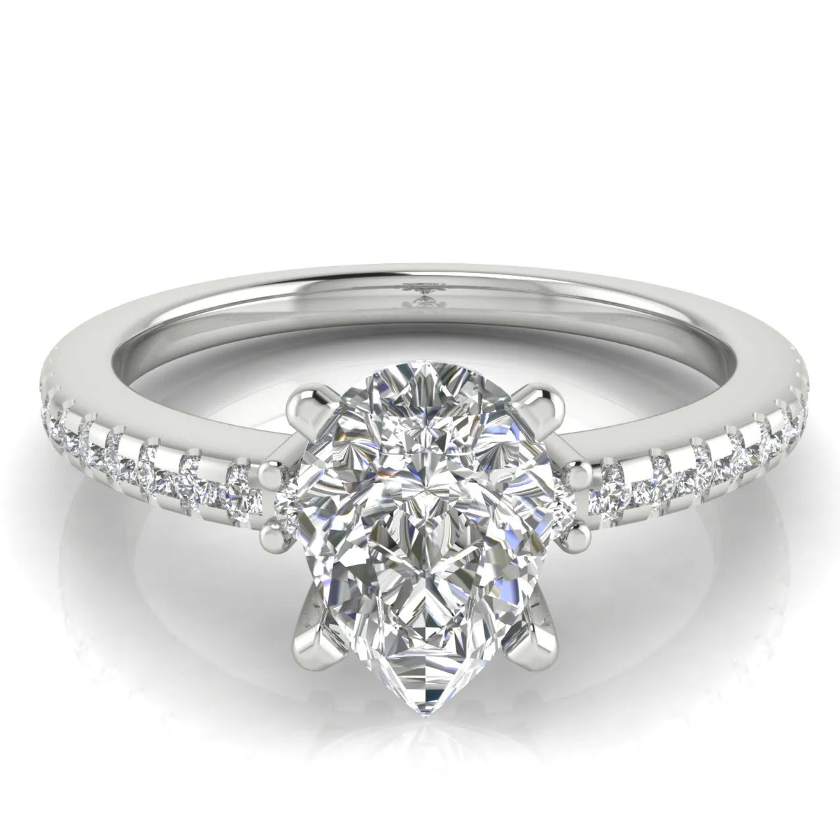 Classic Pavé Accent Solitaire Ring