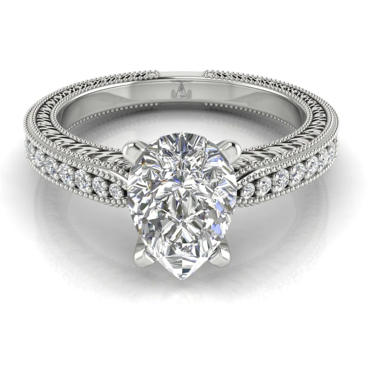 Vintage-Inspired Solitaire Ring with Accent Stones