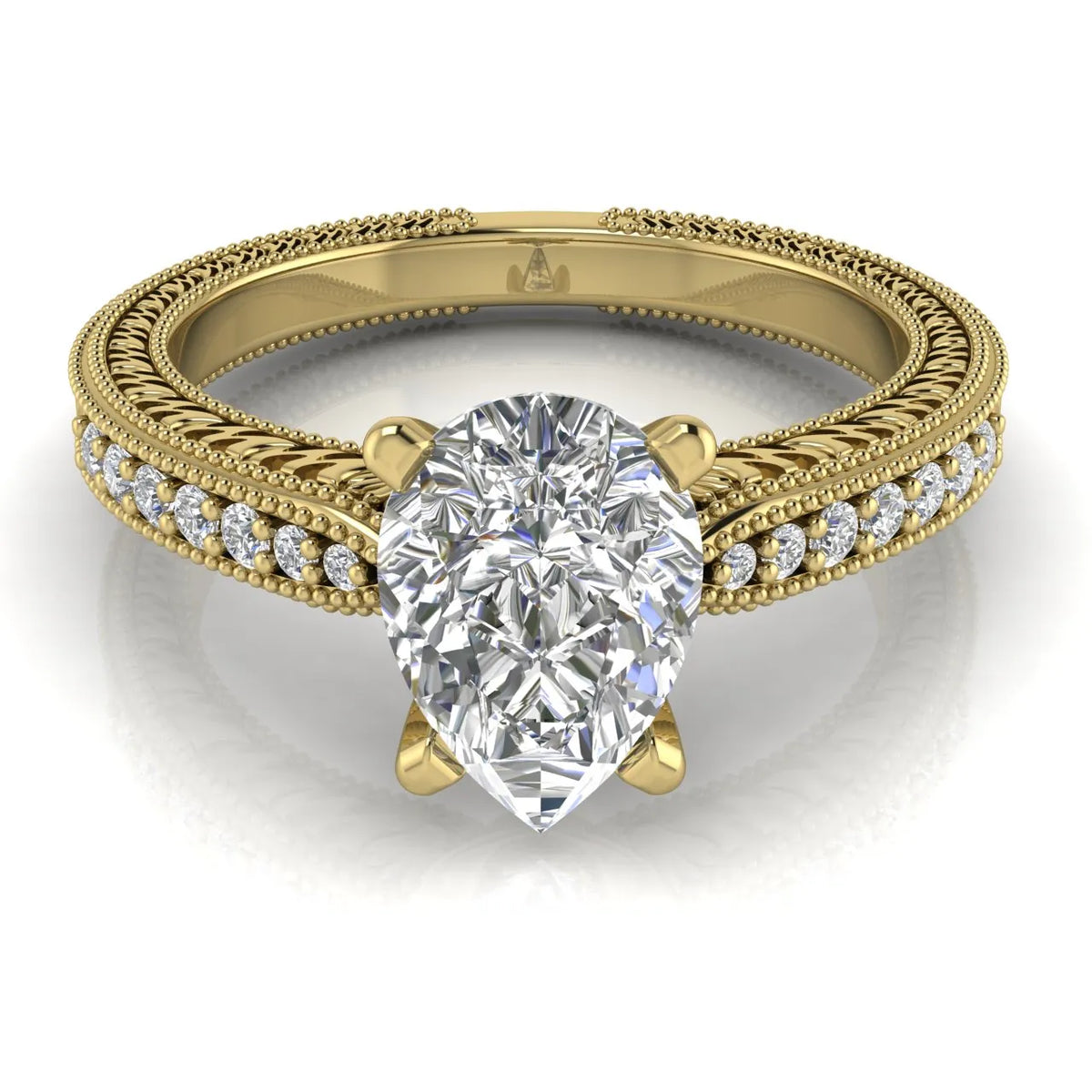 Vintage-Inspired Solitaire Ring with Accent Stones