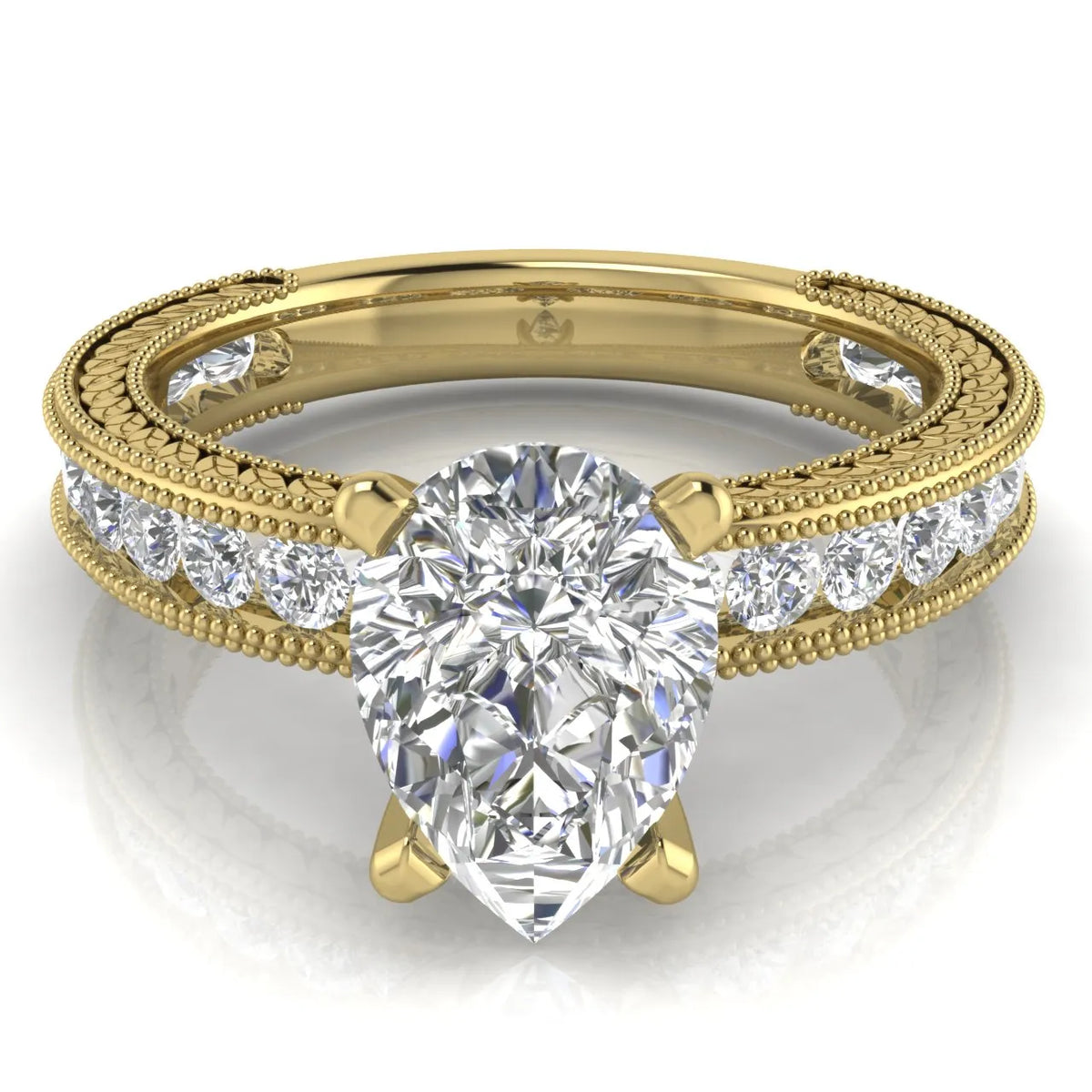 Vintage Milgrain Accent Solitaire Ring