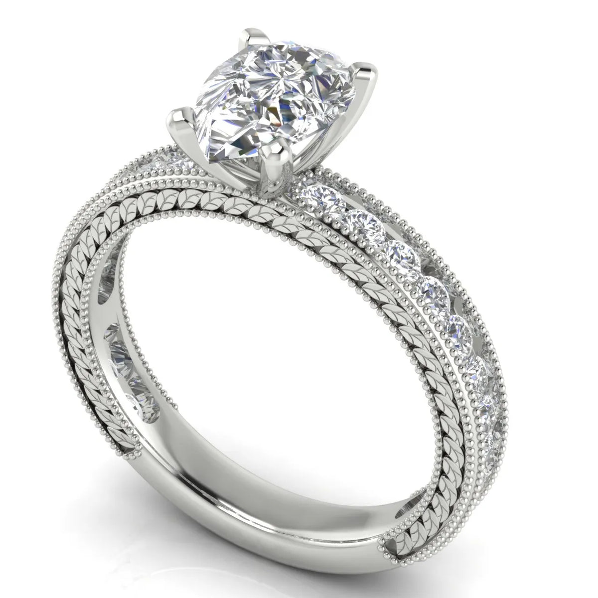 Vintage Milgrain Accent Solitaire Ring