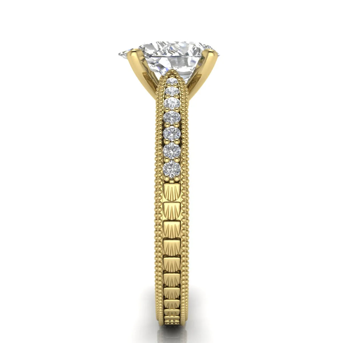 Vintage-Inspired Solitaire Ring with Accent Stones