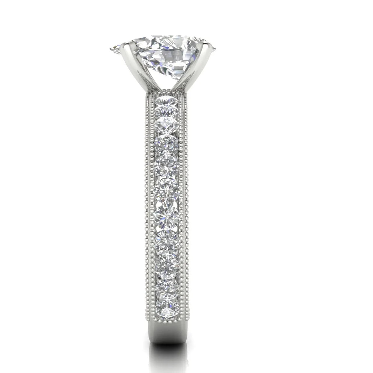 Vintage Milgrain Accent Solitaire Ring