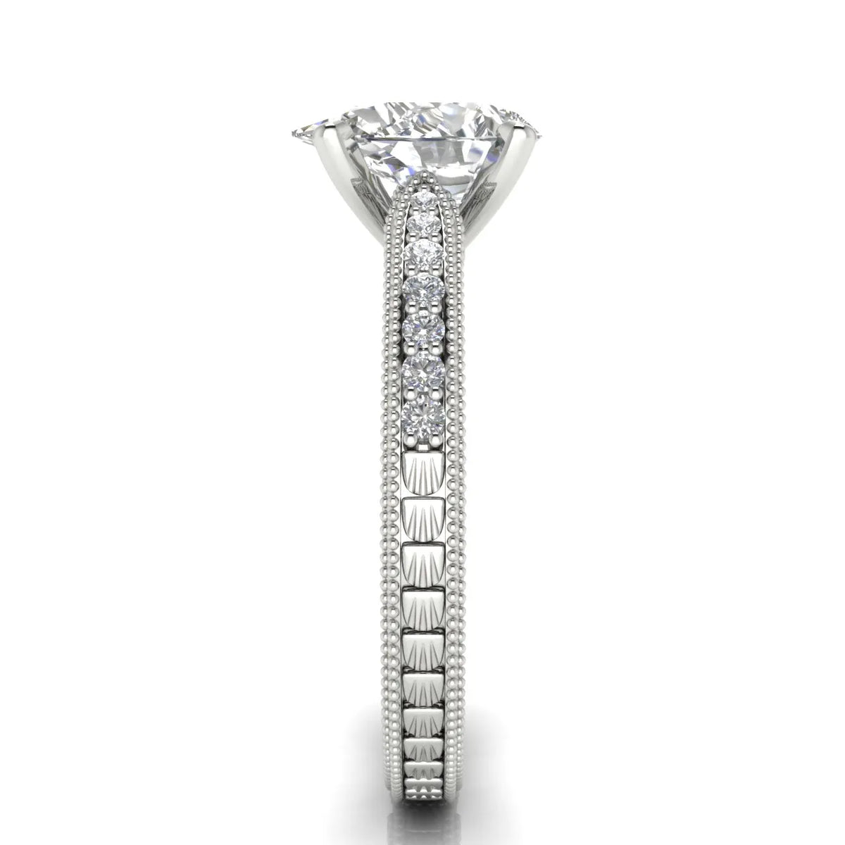 Vintage-Inspired Solitaire Ring with Accent Stones