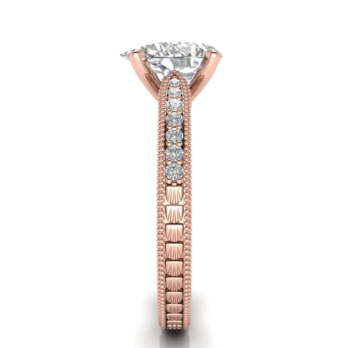 Vintage-Inspired Solitaire Ring with Accent Stones