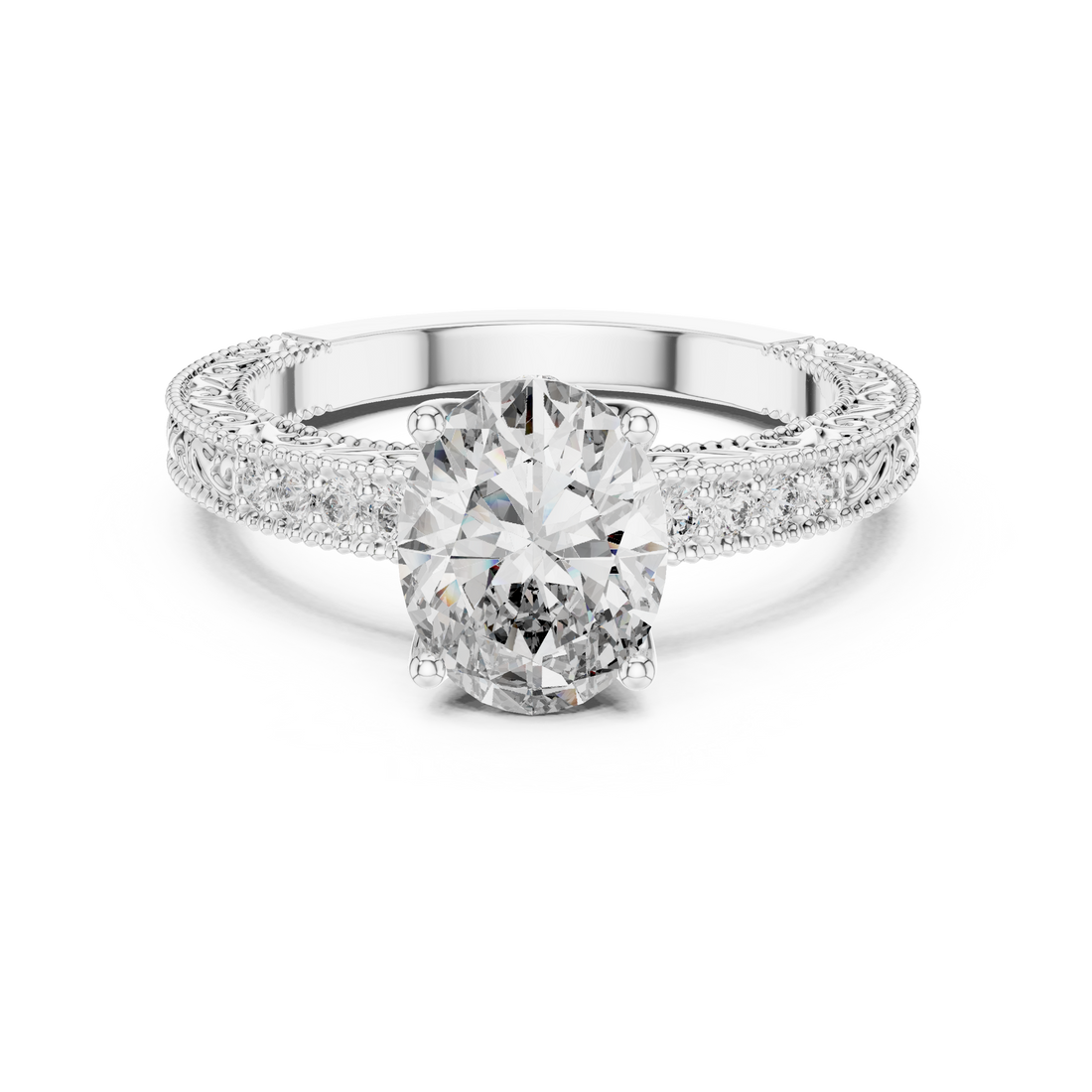 Victorian Whisper Oval Halo Band - Seraphine Jewels