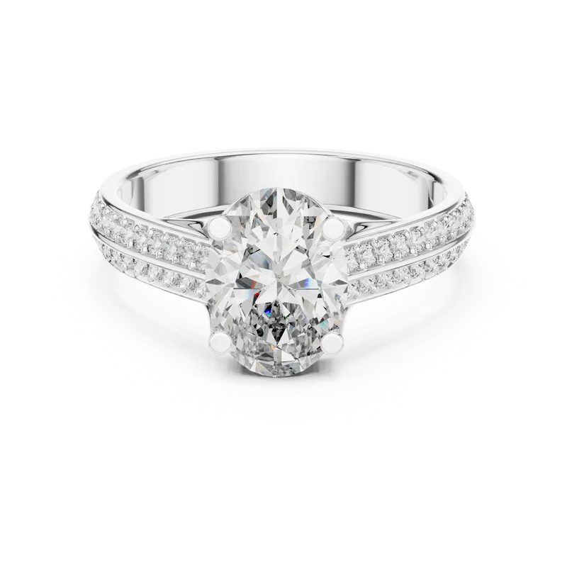 Serene Oval Ring with Side Stone