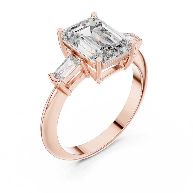 Elegance Ring with Customize baguette – Round (925 Sterling Silver)