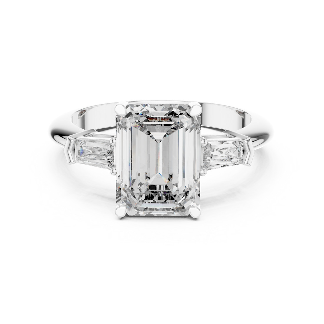 Elegance Ring with Customize baguette – Round (925 Sterling Silver)