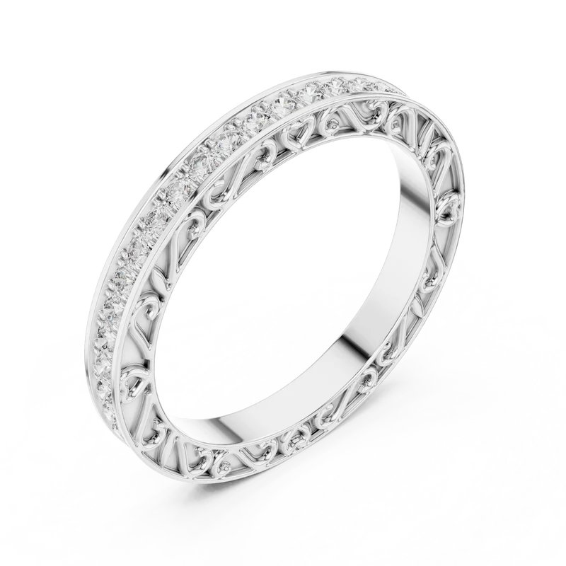 Vintage Lace -Cut Diamond Band (925 Sterling Silver) (925 Sterling Silver) (925 Sterling Silver)