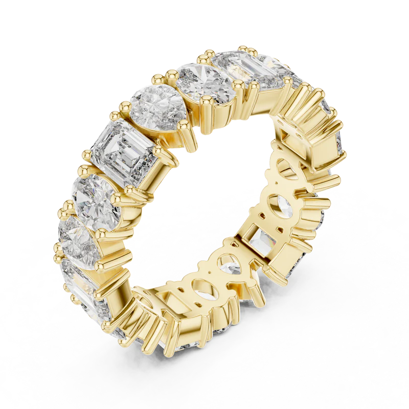 Eternal Mixed-Cut Diamond Band (14K Yellow Gold) (925 Sterling Silver)