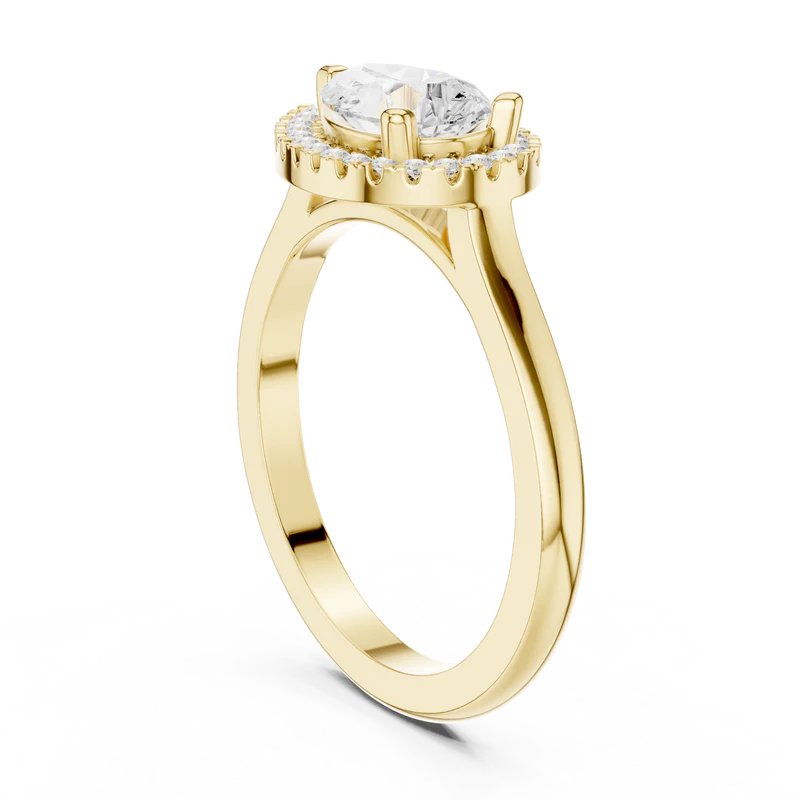 Halo Crown Pear Diamond Ring