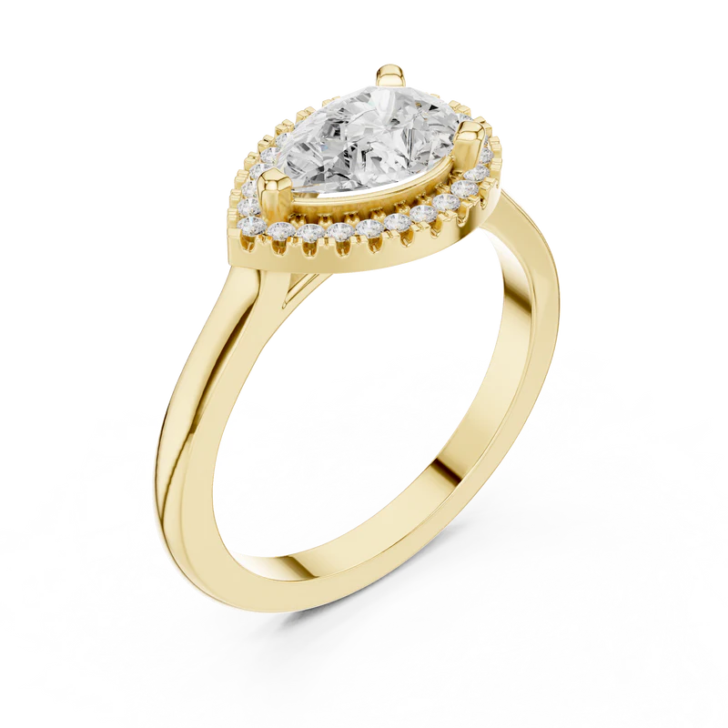 Halo Crown Pear Diamond Ring