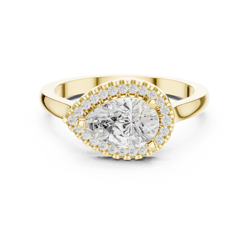 Halo Crown Pear Diamond Ring
