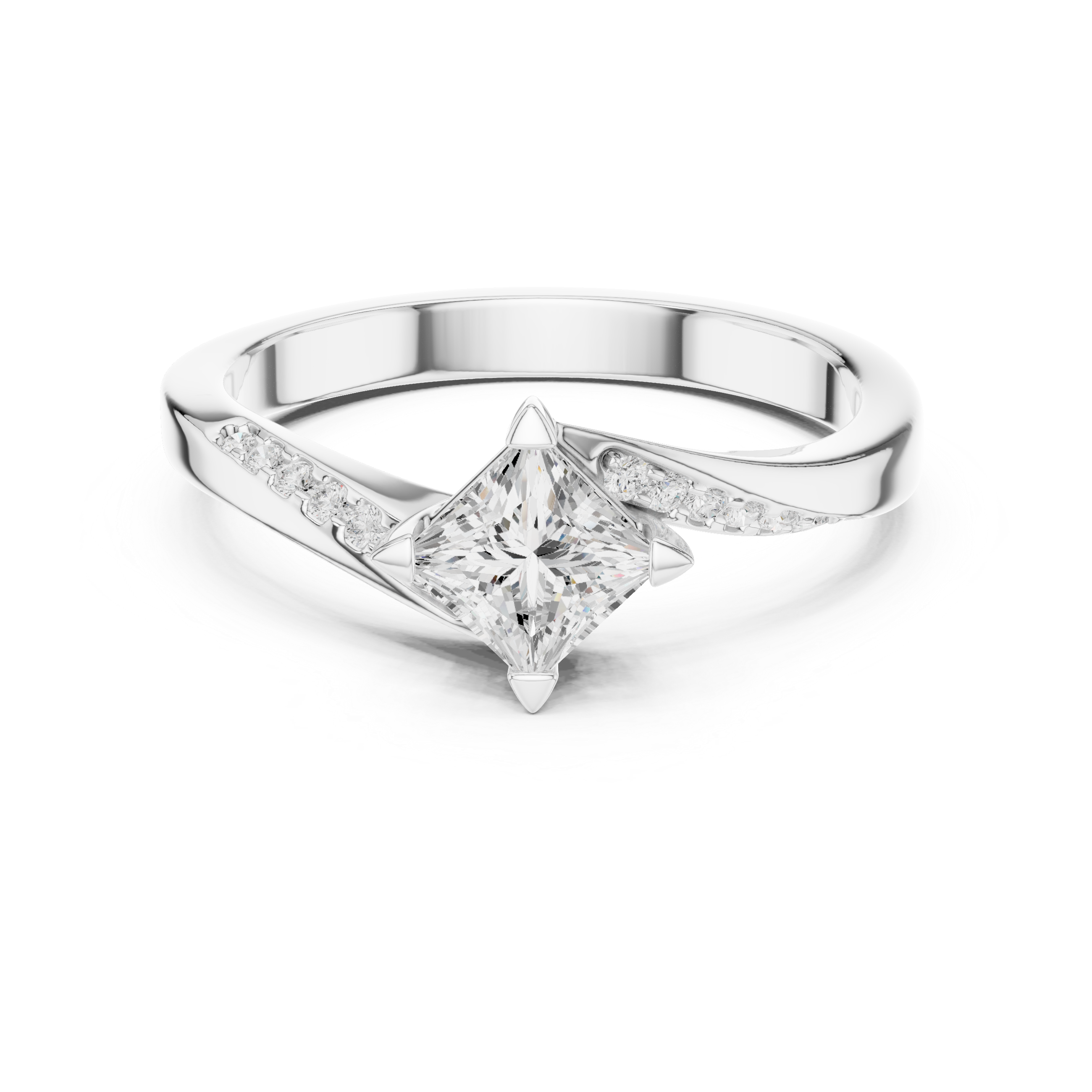Princess-Cut Diamond Crisscross Ring