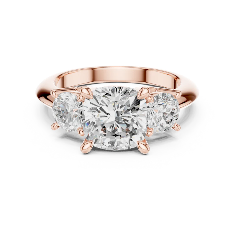 Crown Three-Stone With Round Cut Diamond