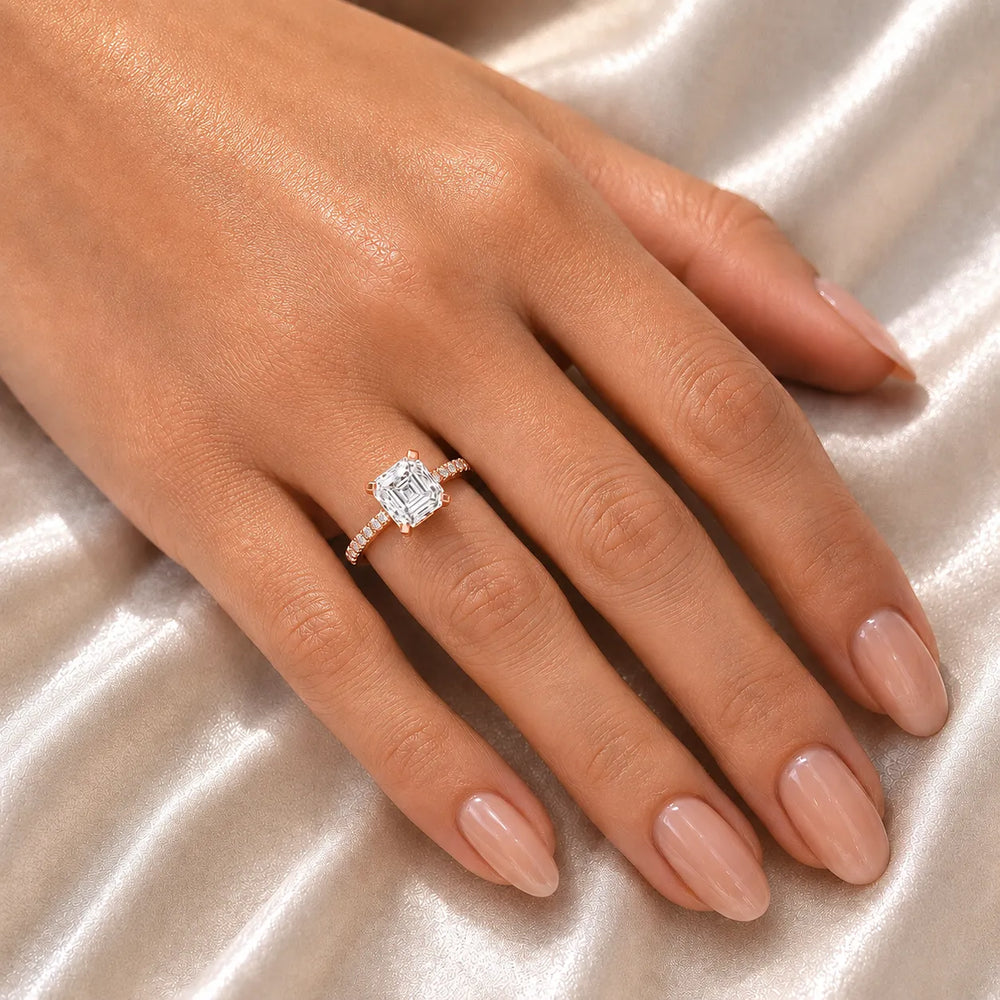 Delicate Pavé Accent Solitaire Ring