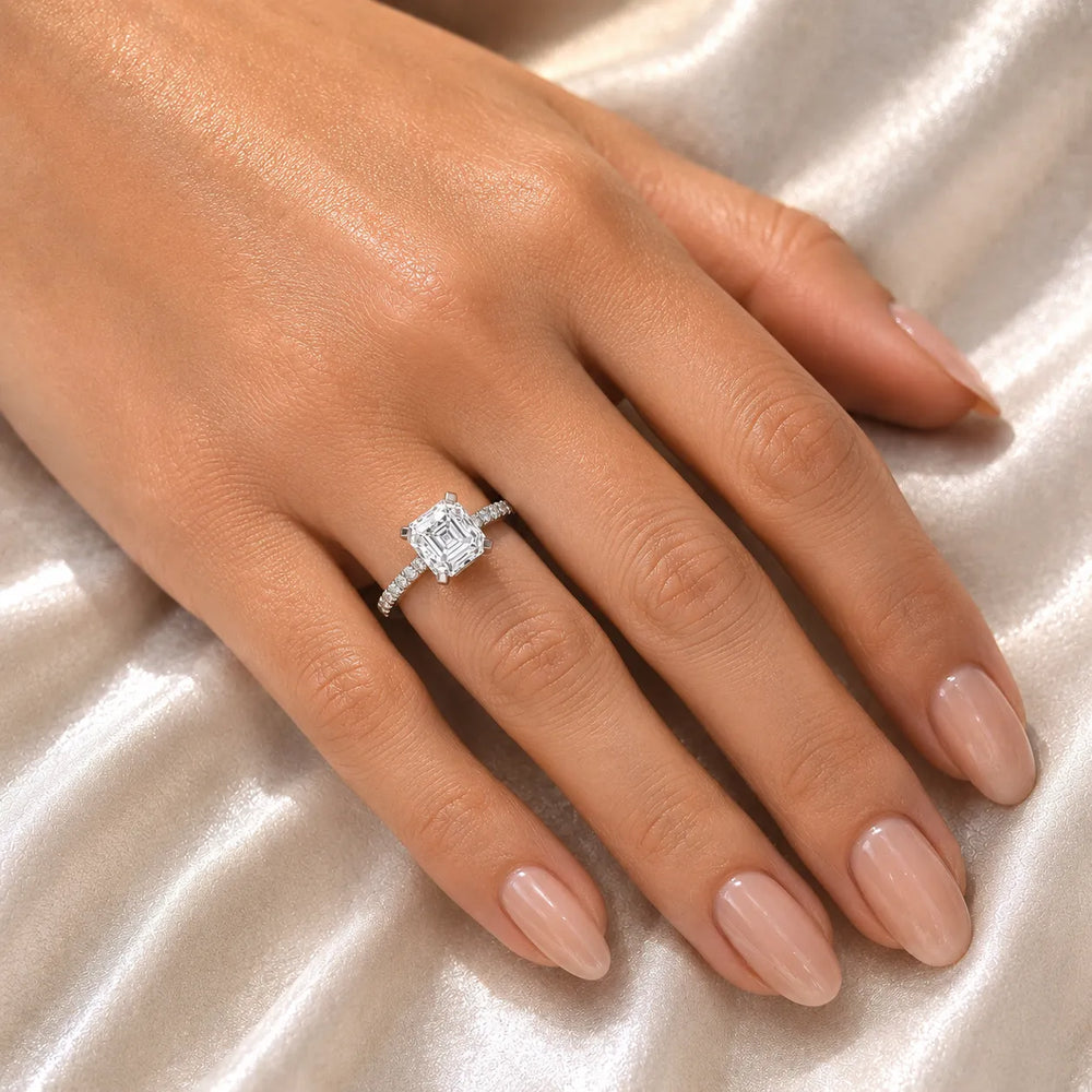 Delicate Pavé Accent Solitaire Ring