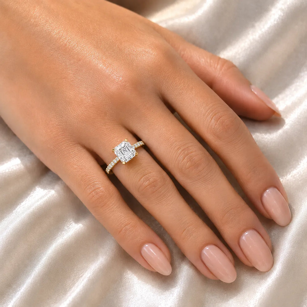 Delicate Pavé Accent Solitaire Ring