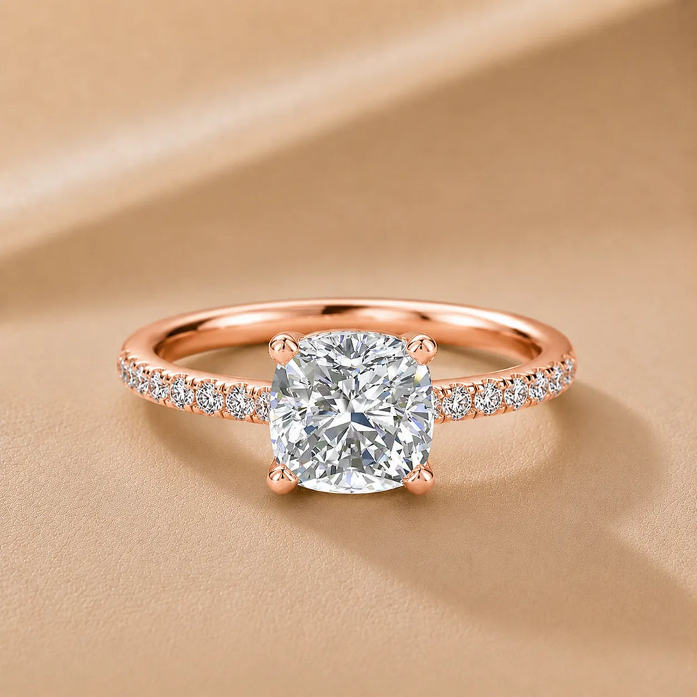 Delicate Pavé Accent Solitaire Ring