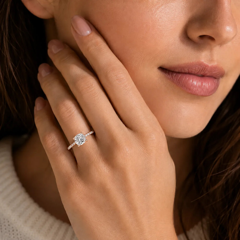 Delicate Pavé Accent Solitaire Ring