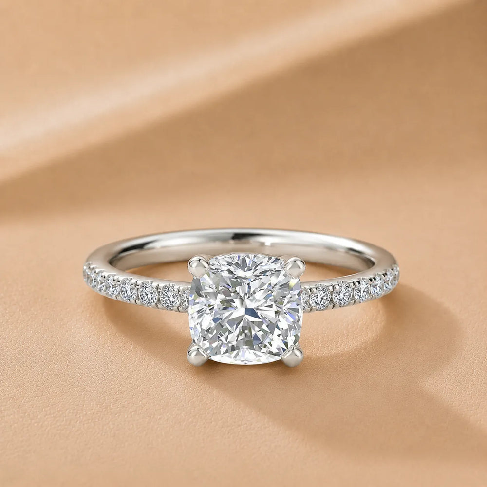 Delicate Pavé Accent Solitaire Ring