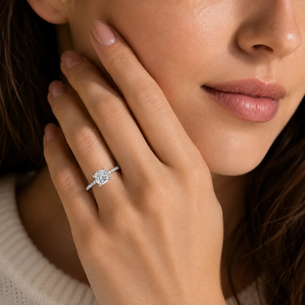 Delicate Pavé Accent Solitaire Ring