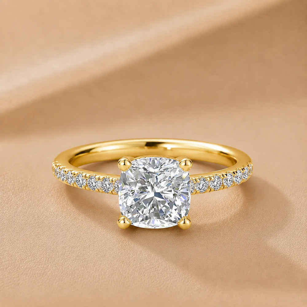 Delicate Pavé Accent Solitaire Ring
