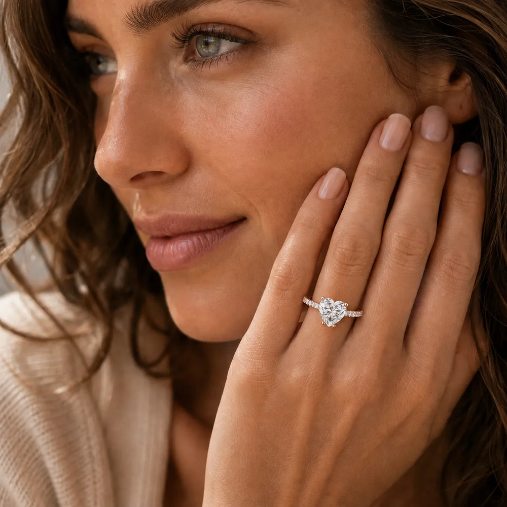 Delicate Pavé Accent Solitaire Ring
