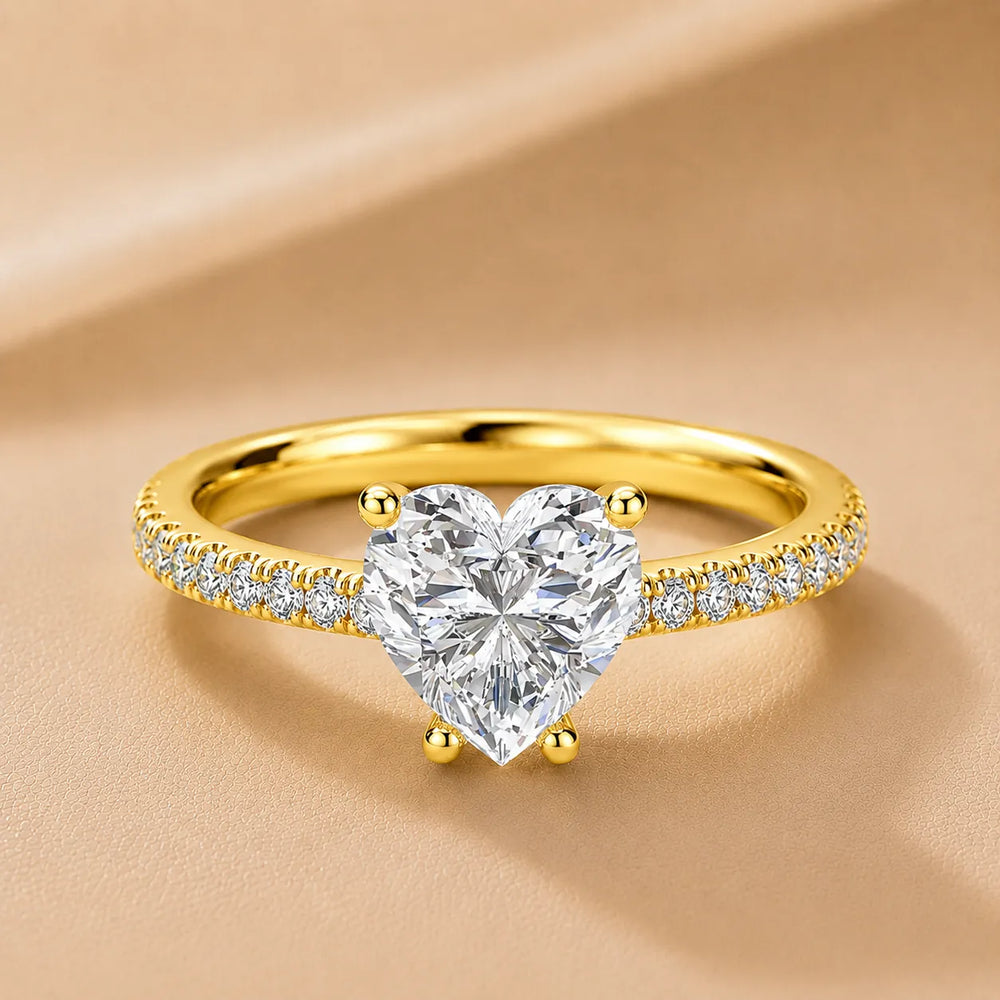 Delicate Pavé Accent Solitaire Ring