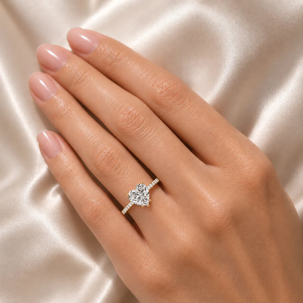 Delicate Pavé Accent Solitaire Ring